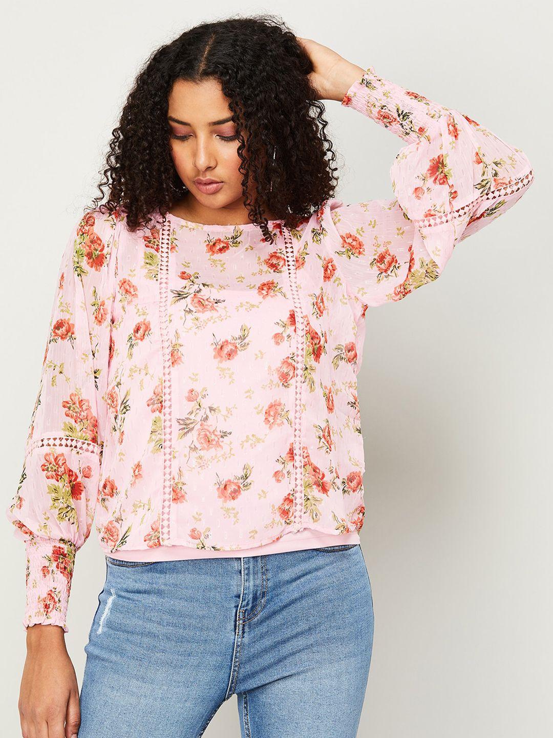 fame forever by lifestyle floral print round neck top