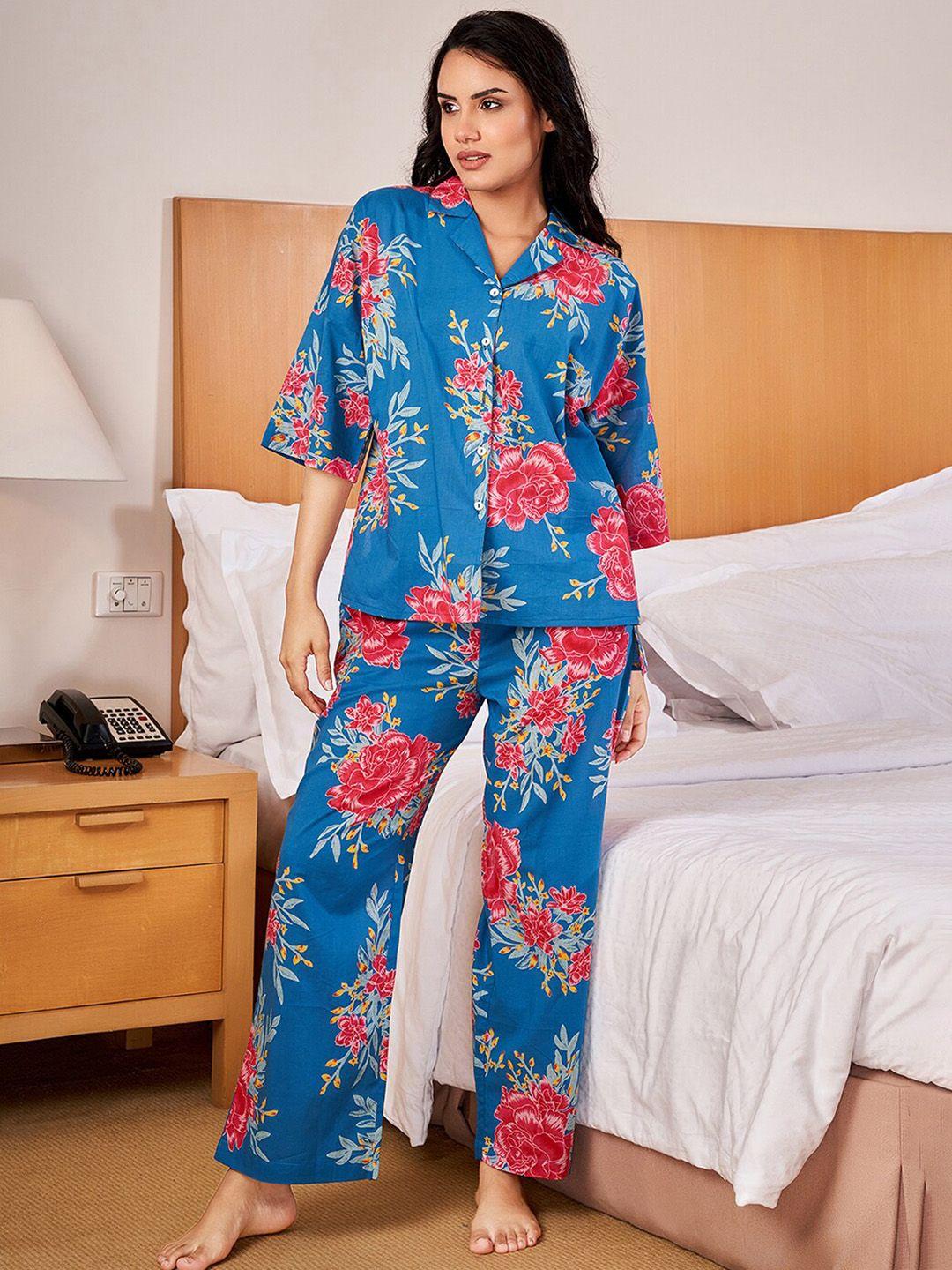 sanskrutihomes floral printed pure cotton night suit