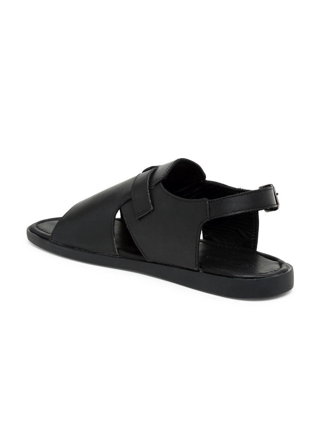 beaver men open toe leather comfort sandals with buckle detail