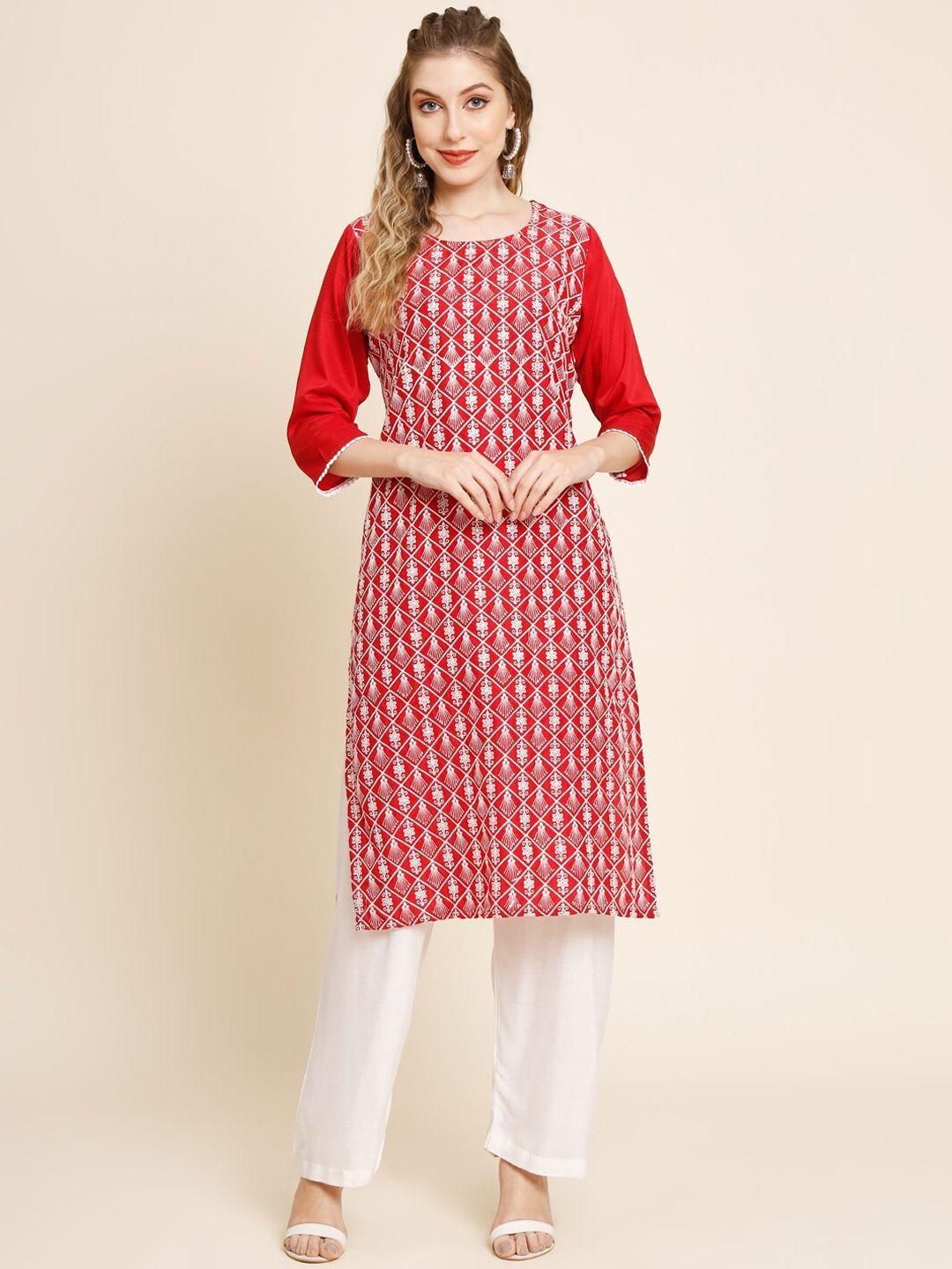 here&now ethnic motifs embroidered georgette kurta