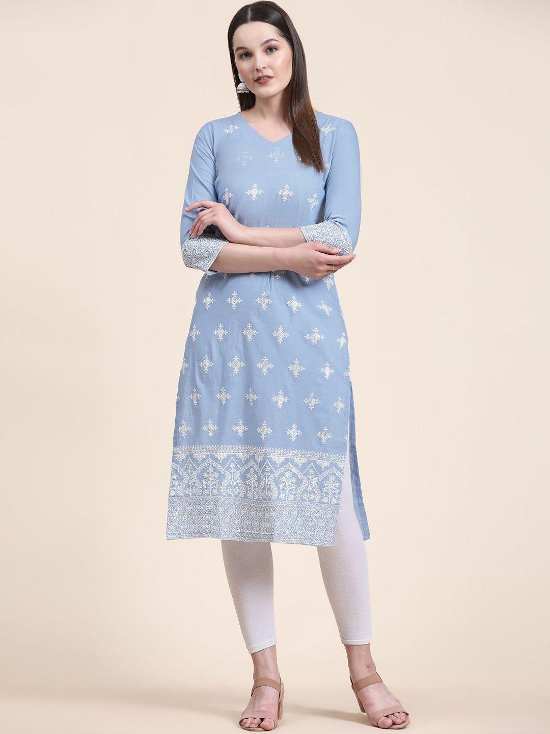 here&now ethnic motifs embroidered pure cotton kurta