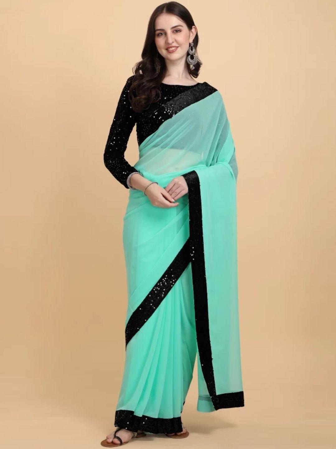 orus embellished sequinned pure georgette saree