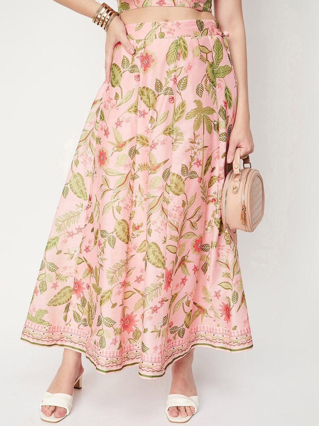 max floral printed maxi flared skirt