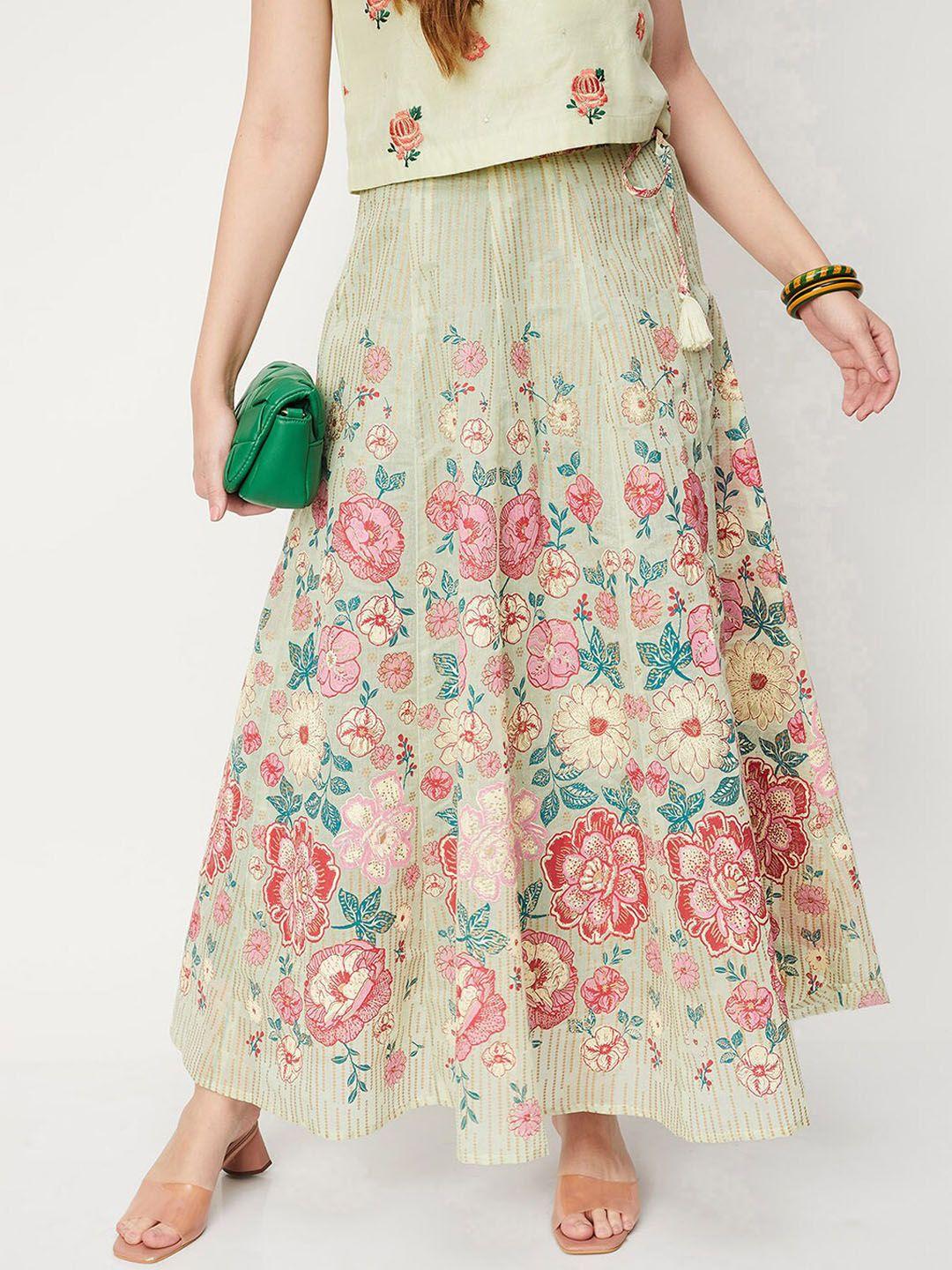 max printed flared maxi skirt