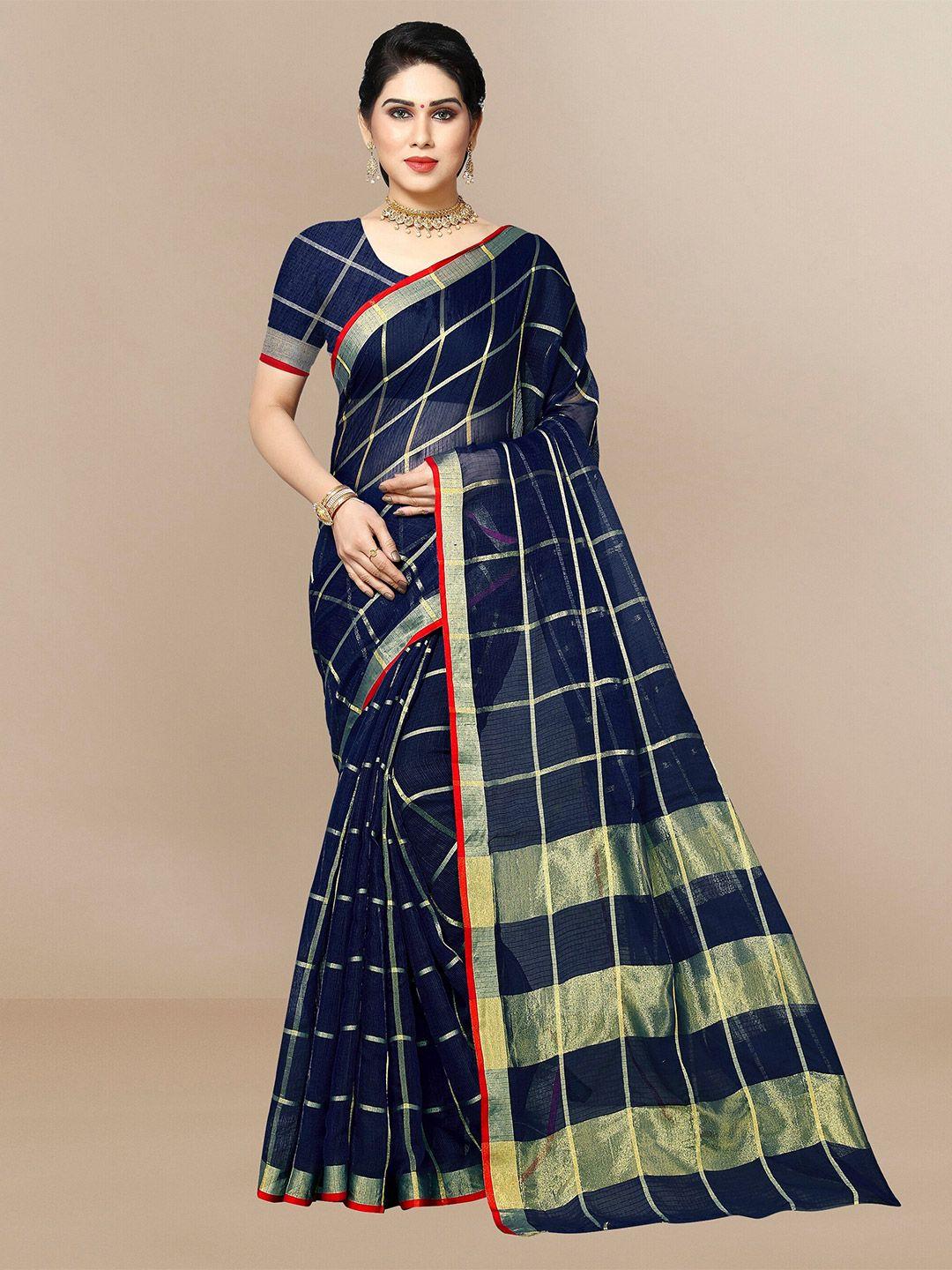 sidhidata checked woven design zari kota saree