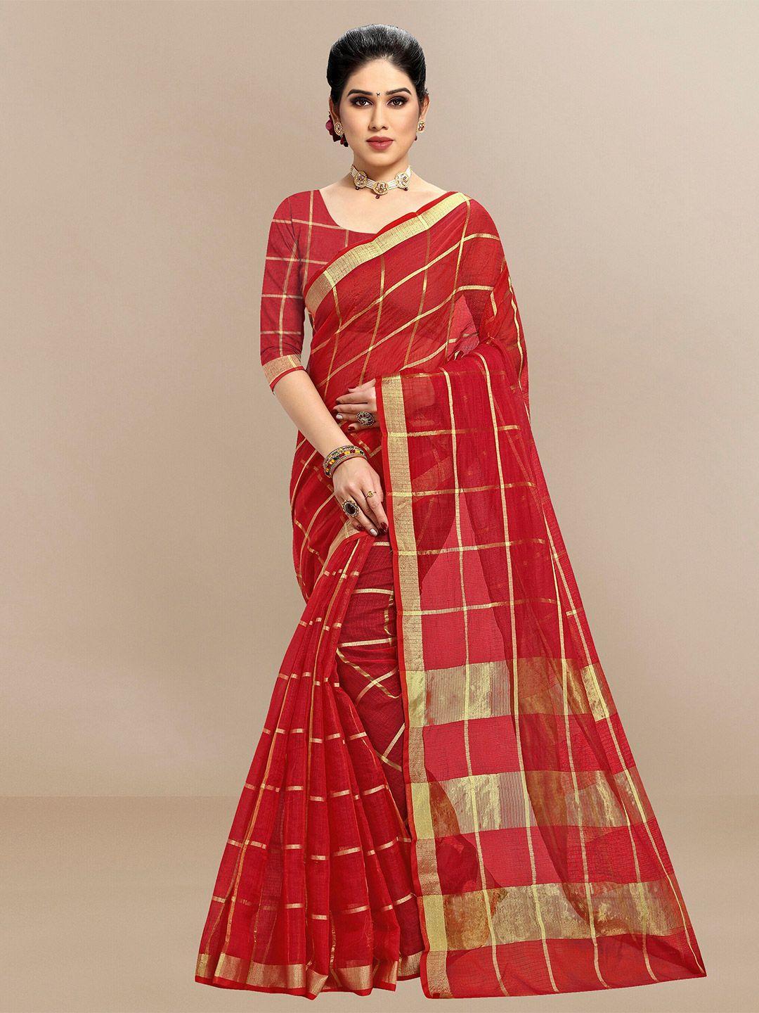 sidhidata checked woven design zari kota saree