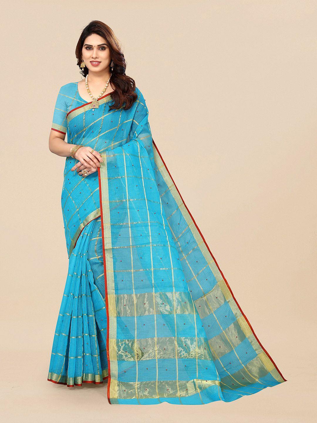 sidhidata checked woven design zari kota saree