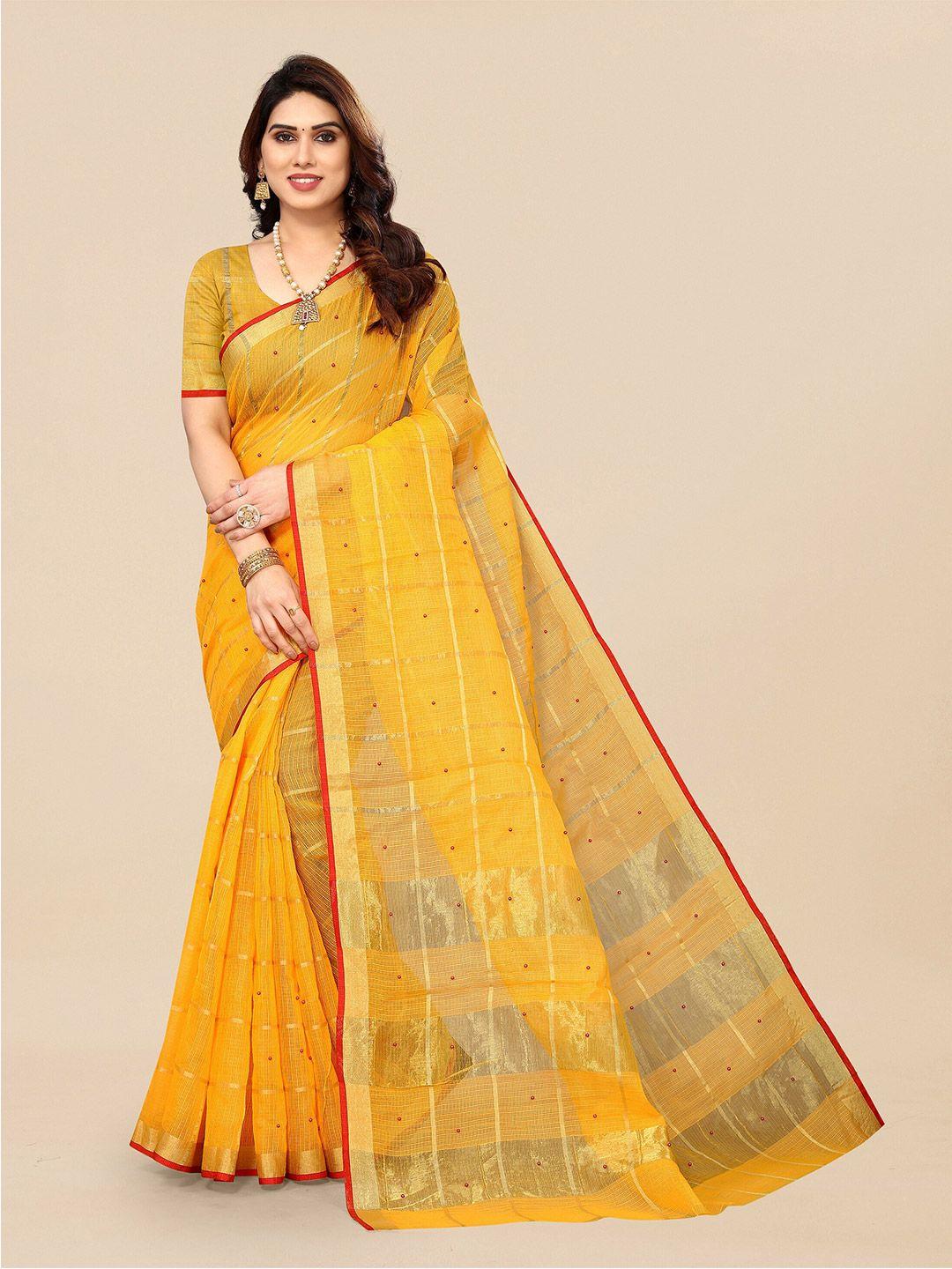 sidhidata checked woven design zari kota doria cotton saree