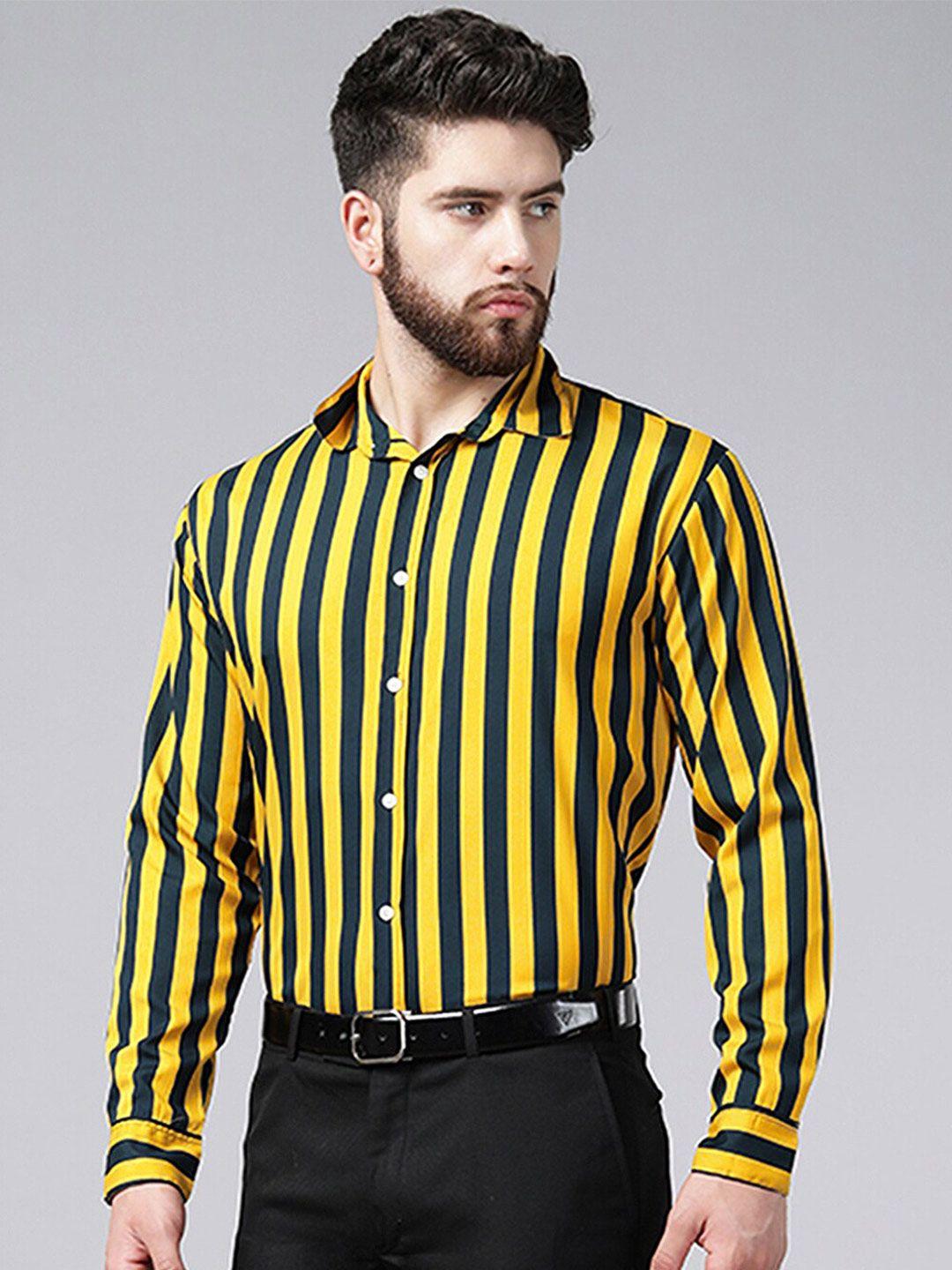 a.t.u.n. striped spread collar long sleeves casual shirt