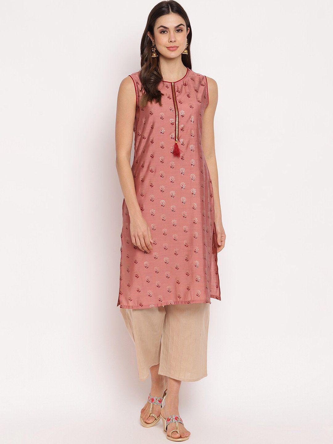 napra sleeveless floral printed gotta patti straight kurta