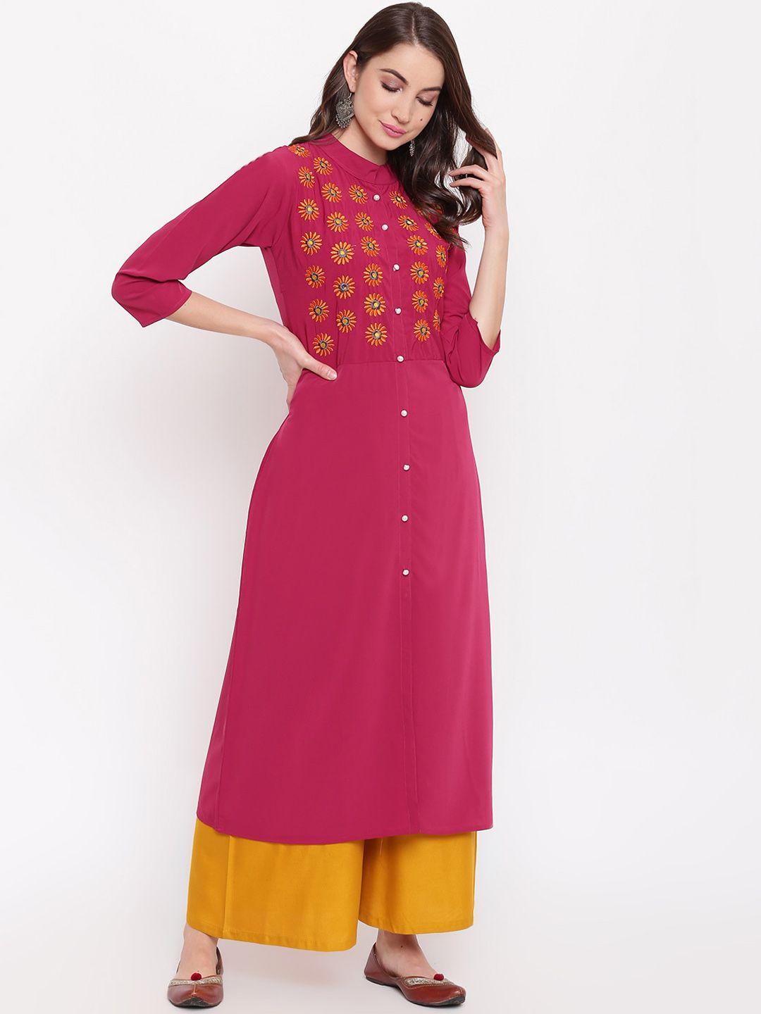 napra floral yoke design thread work a-line kurta