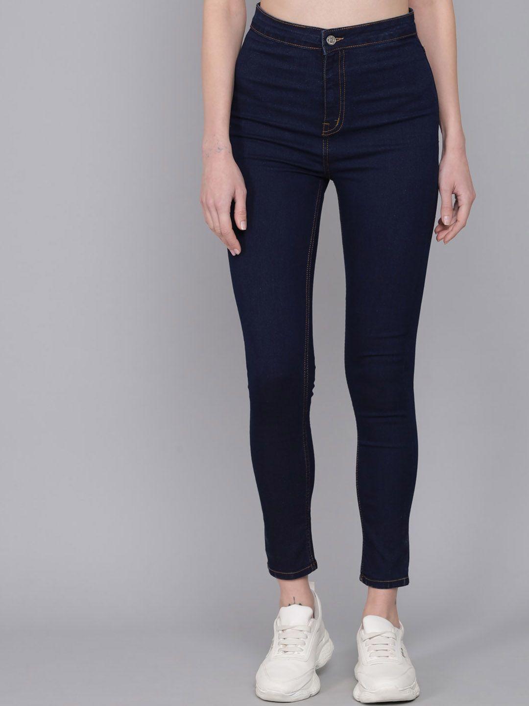 kotty women skinny fit high-rise denim trousers