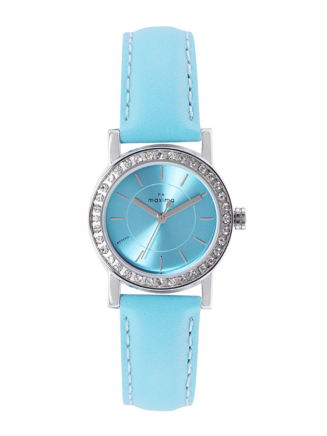 maxima women leather straps attivo analogue watch 58750lmli