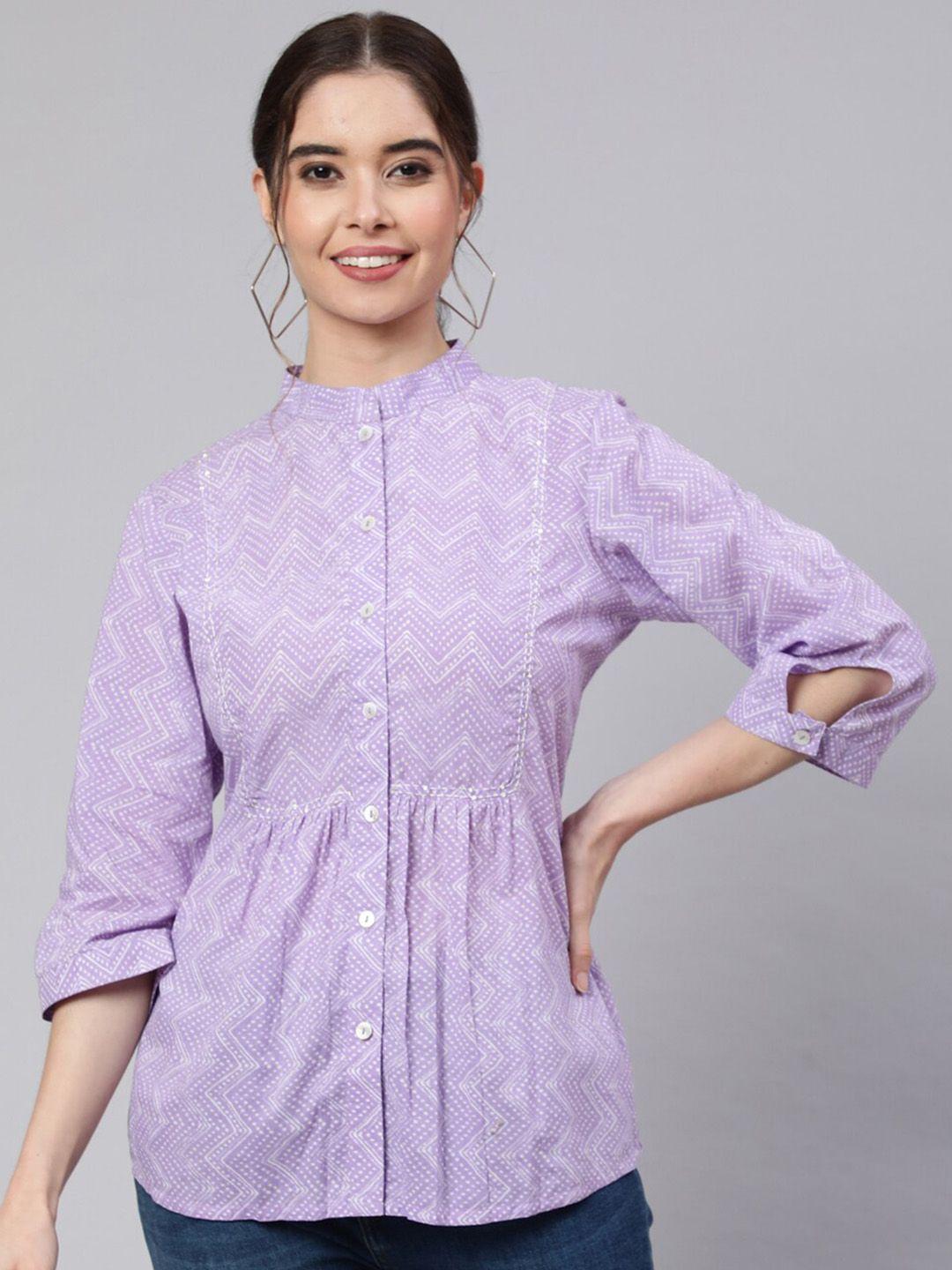 jaipur kurti embroidered mandarin collar shirt style top