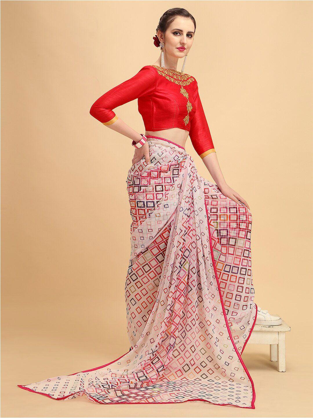 sangria geometric printed pure georgette saree