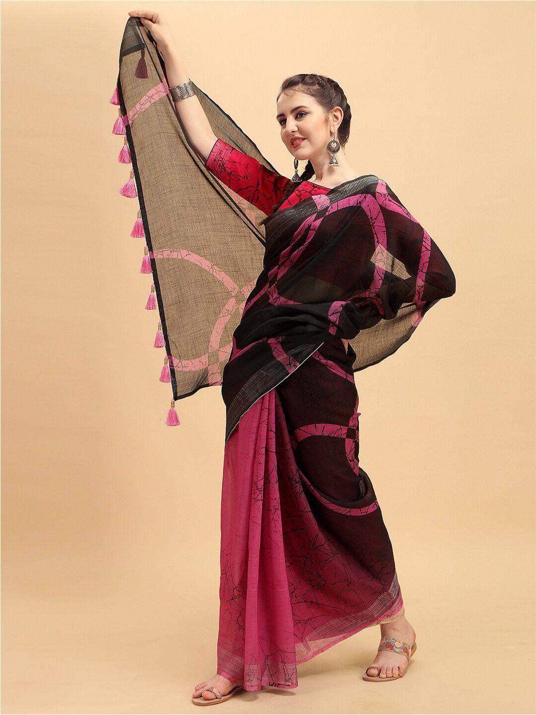 sangria printed pure linen saree