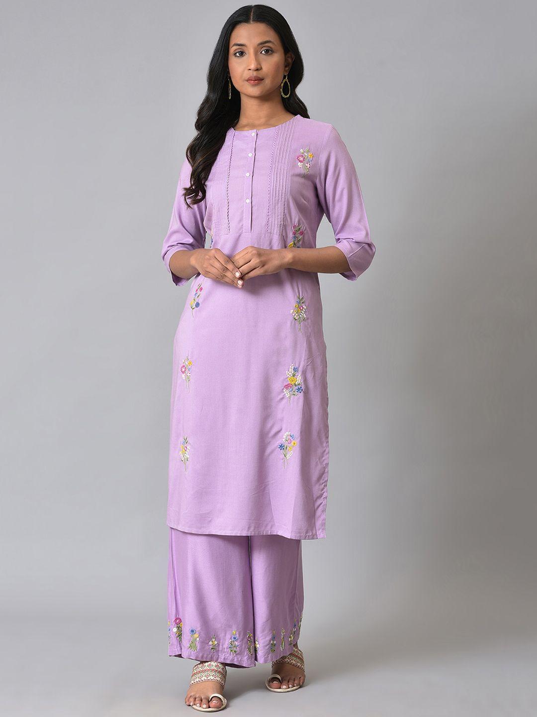 w floral embroidered thread work a-line kurta