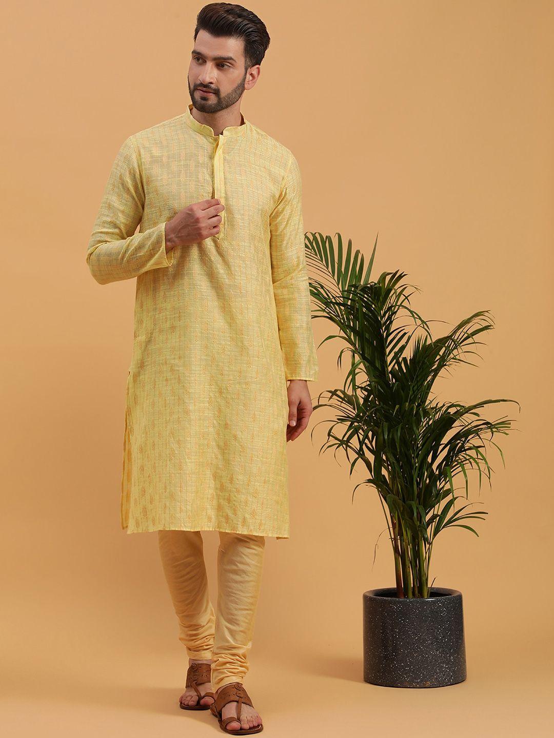 namaskar ethnic motifs woven design mandarin collar jacquard straight kurta