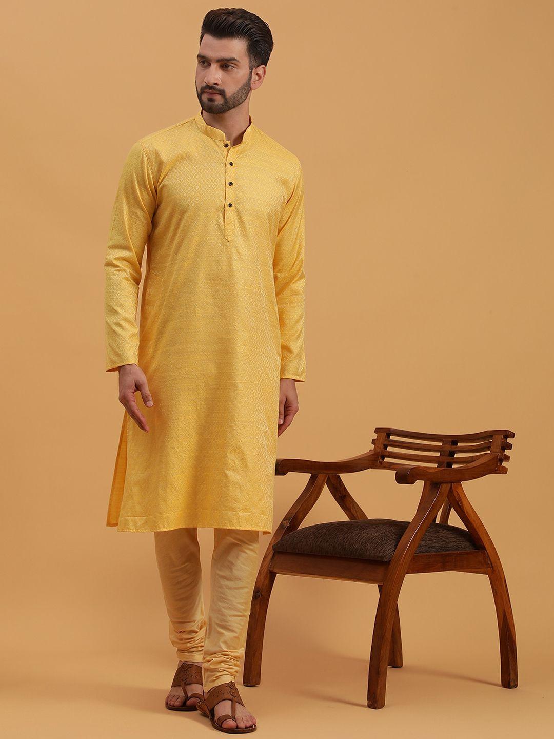 namaskar ethnic motifs woven design silk straight kurta