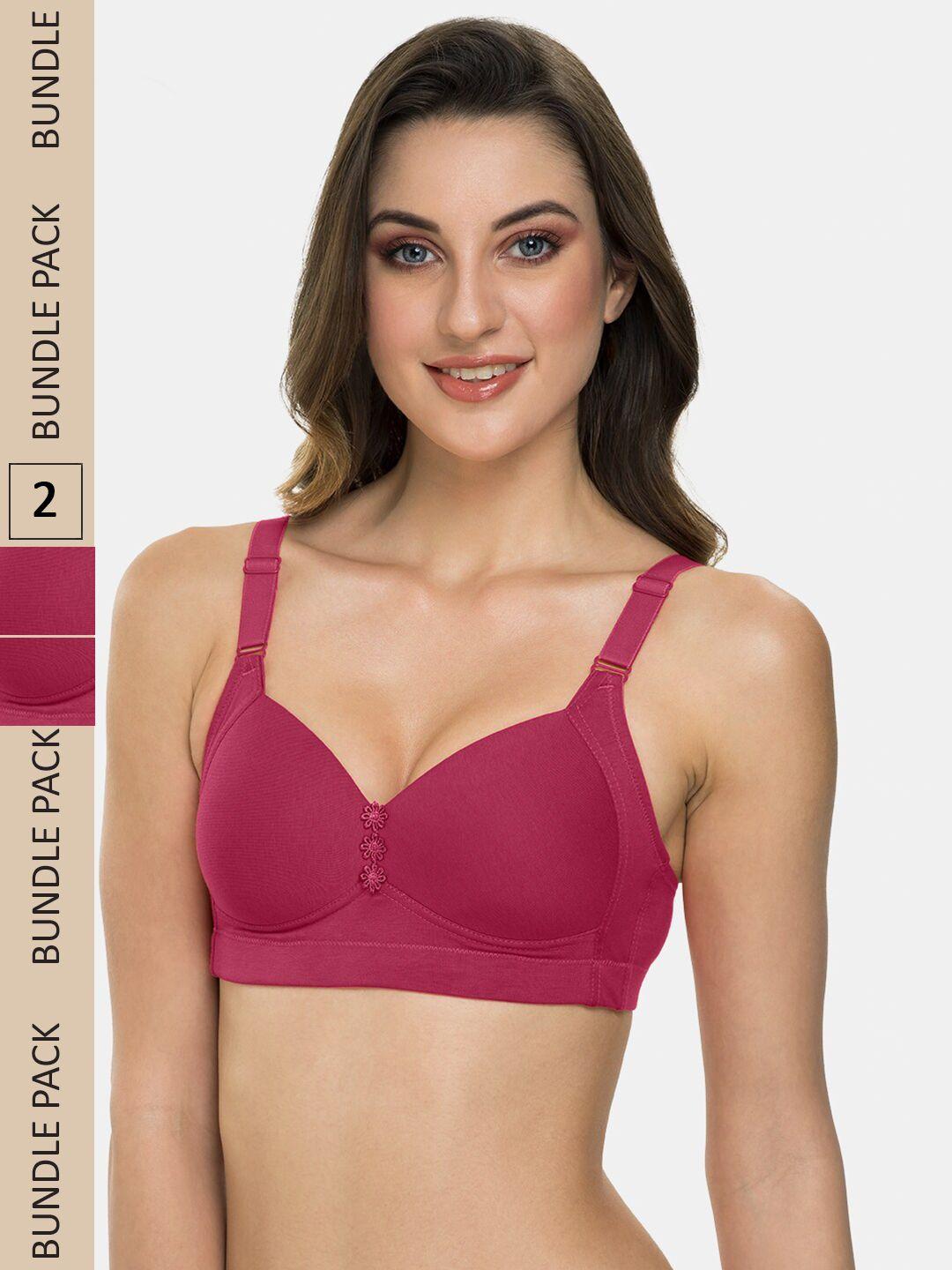 komli pack of 2 full coverage lightly padded all day comfort seamless cotton minimizer bra