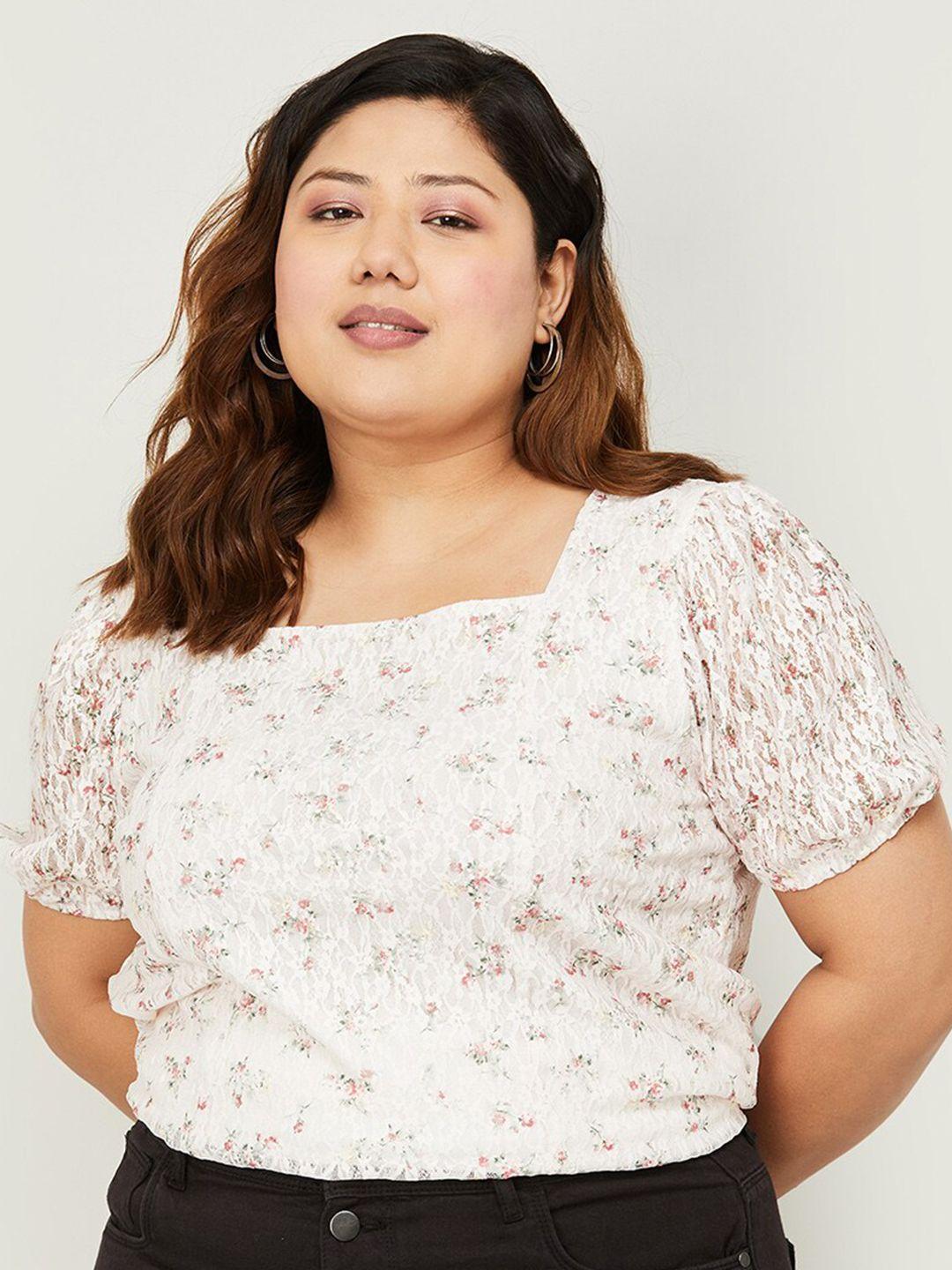 nexus plus size floral printed square neck regular top