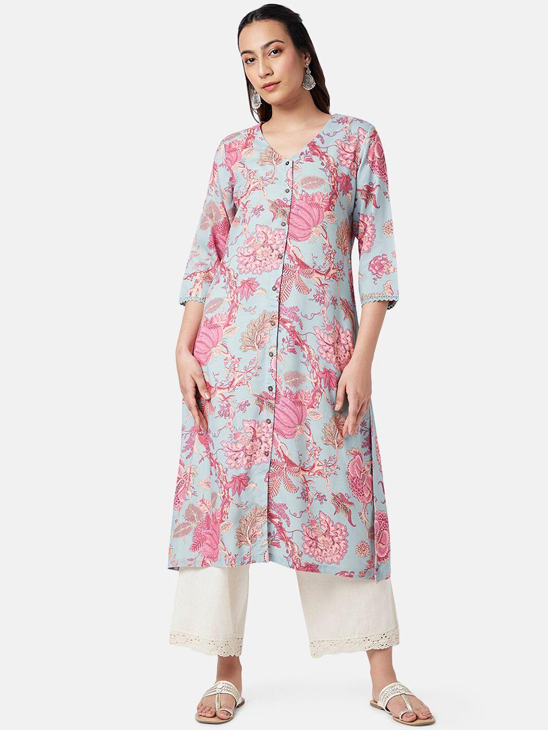 rangmanch by pantaloons floral printed v-neck kurta