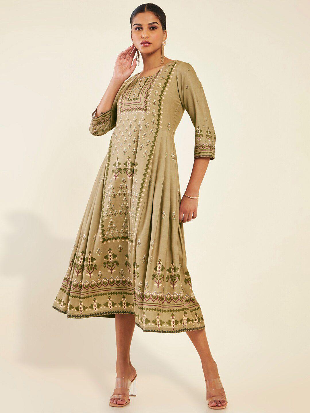 soch ethnic motifs printed a-line midi dress