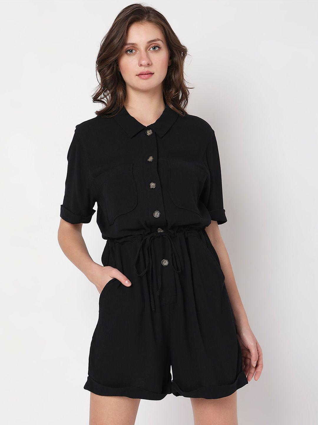 vero moda shirt collar playsuit jumpsuit