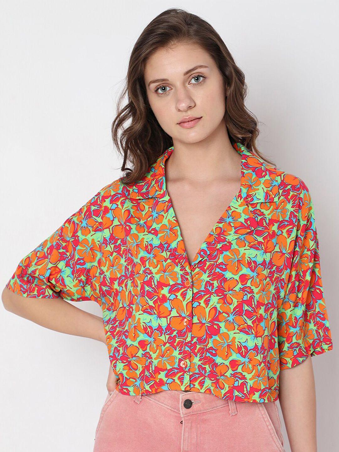 vero moda boxy floral printed casual shirt