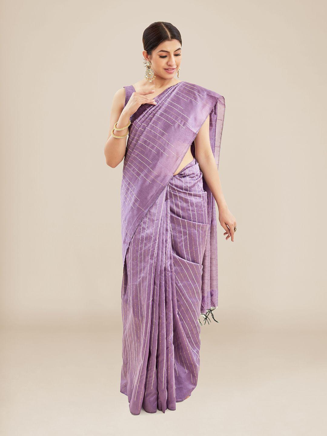 kalyan silks striped jute silk tussar saree