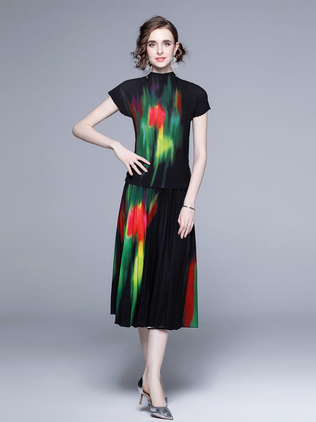 jc collection abstract printed top with skirt