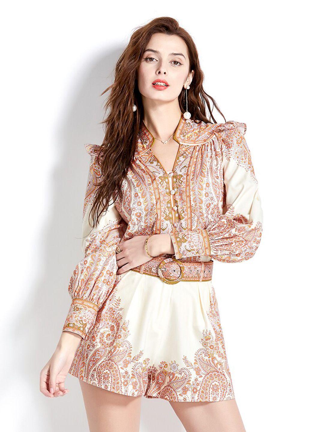 jc collection ethnic motifs printed shirt & shorts