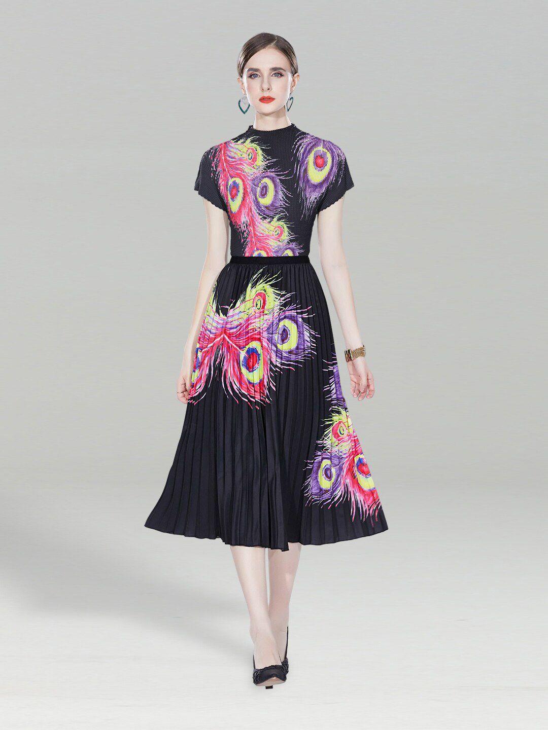 jc collection ethnic motifs printed top with skirt