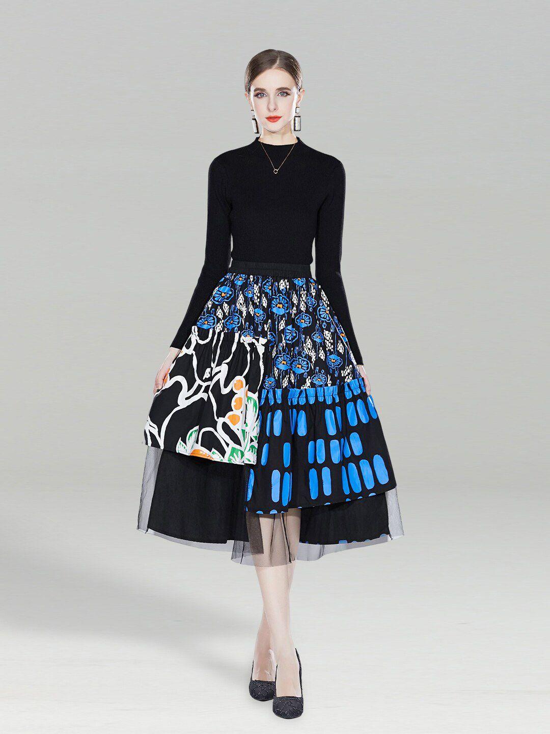 jc collection abstract printed top with skirt