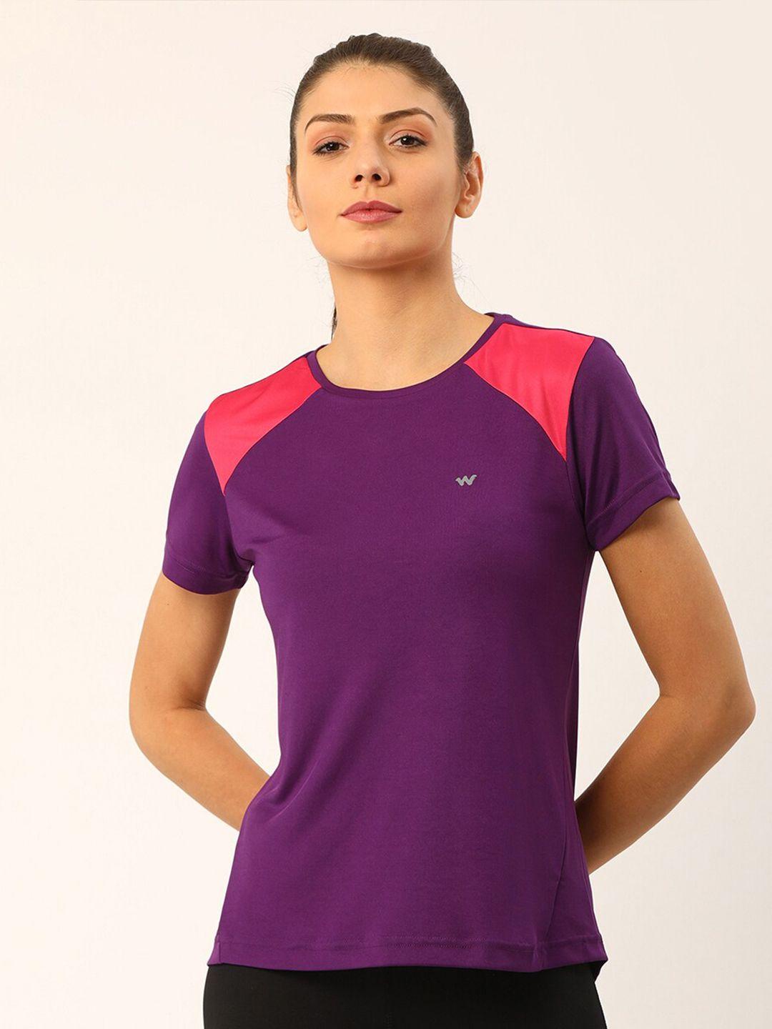 wildcraft women purple pockets t-shirt