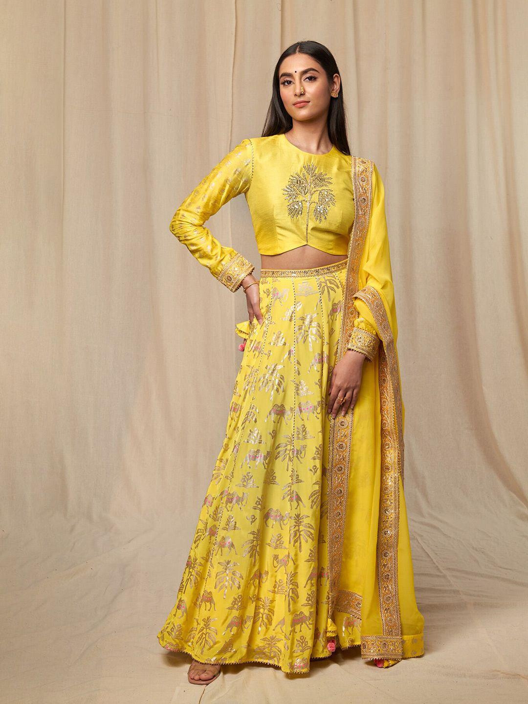 masaba embroidered ready to wear gotta patti lehenga & blouse with dupatta