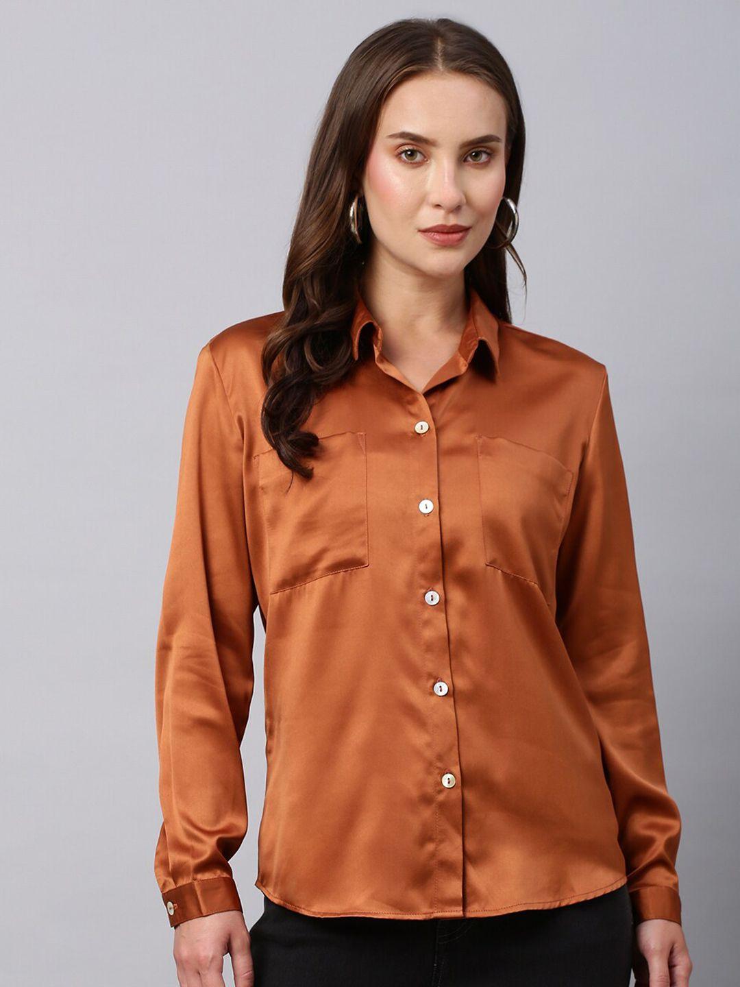 chemistry slim fit spread collar satin shirt