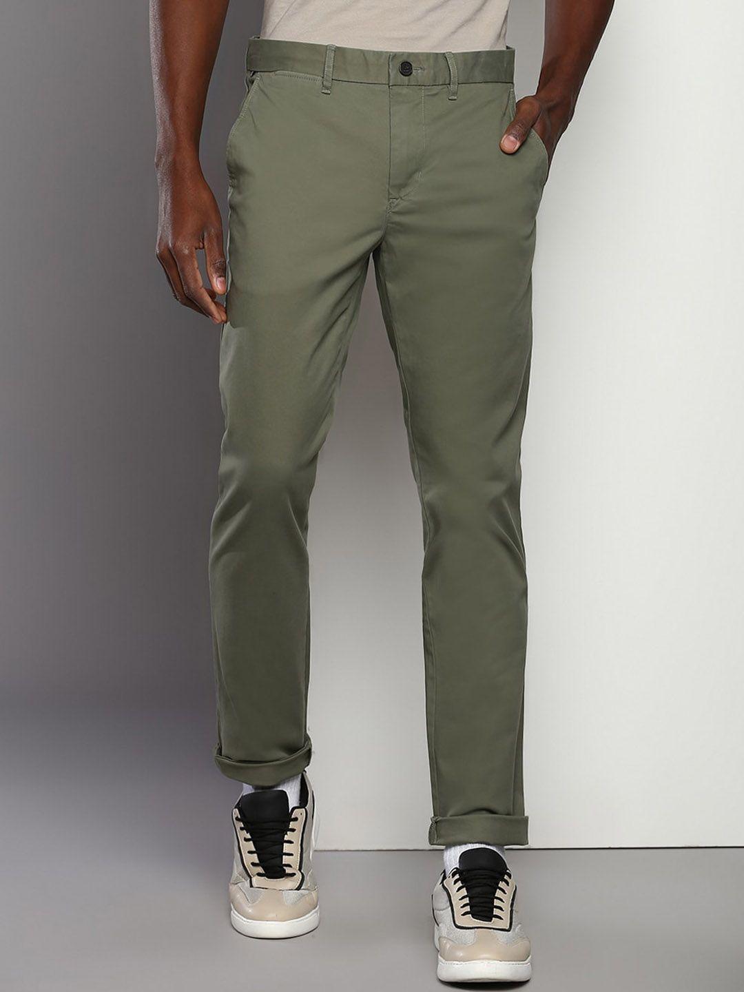 tommy hilfiger men mid-rise plain trousers