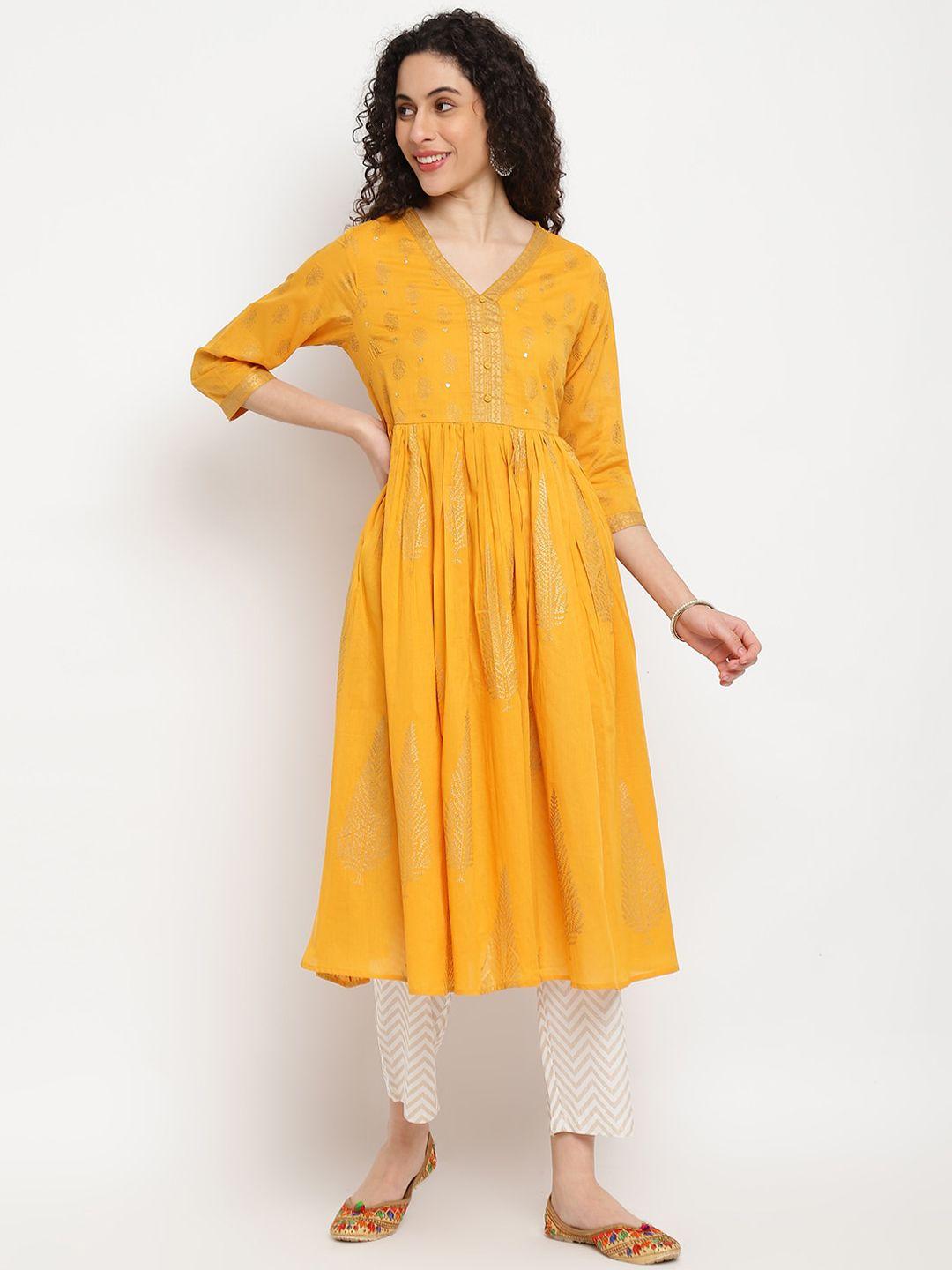 imara floral printed sequinned anarkali kurta