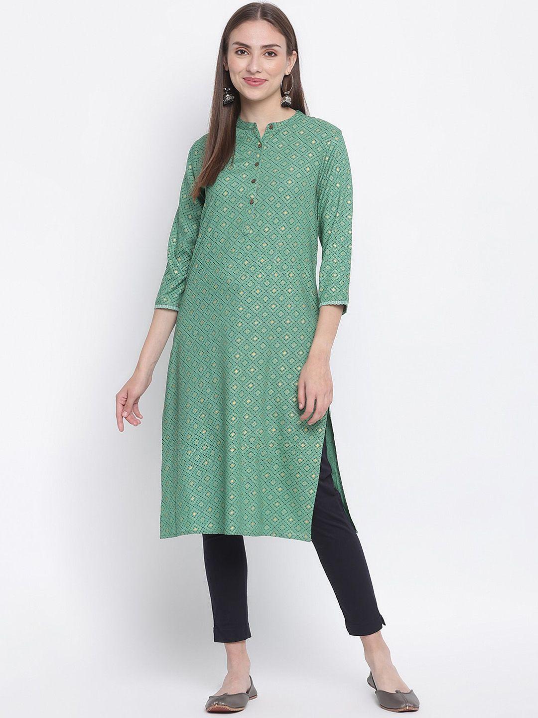 imara geometric printed band collar kurta