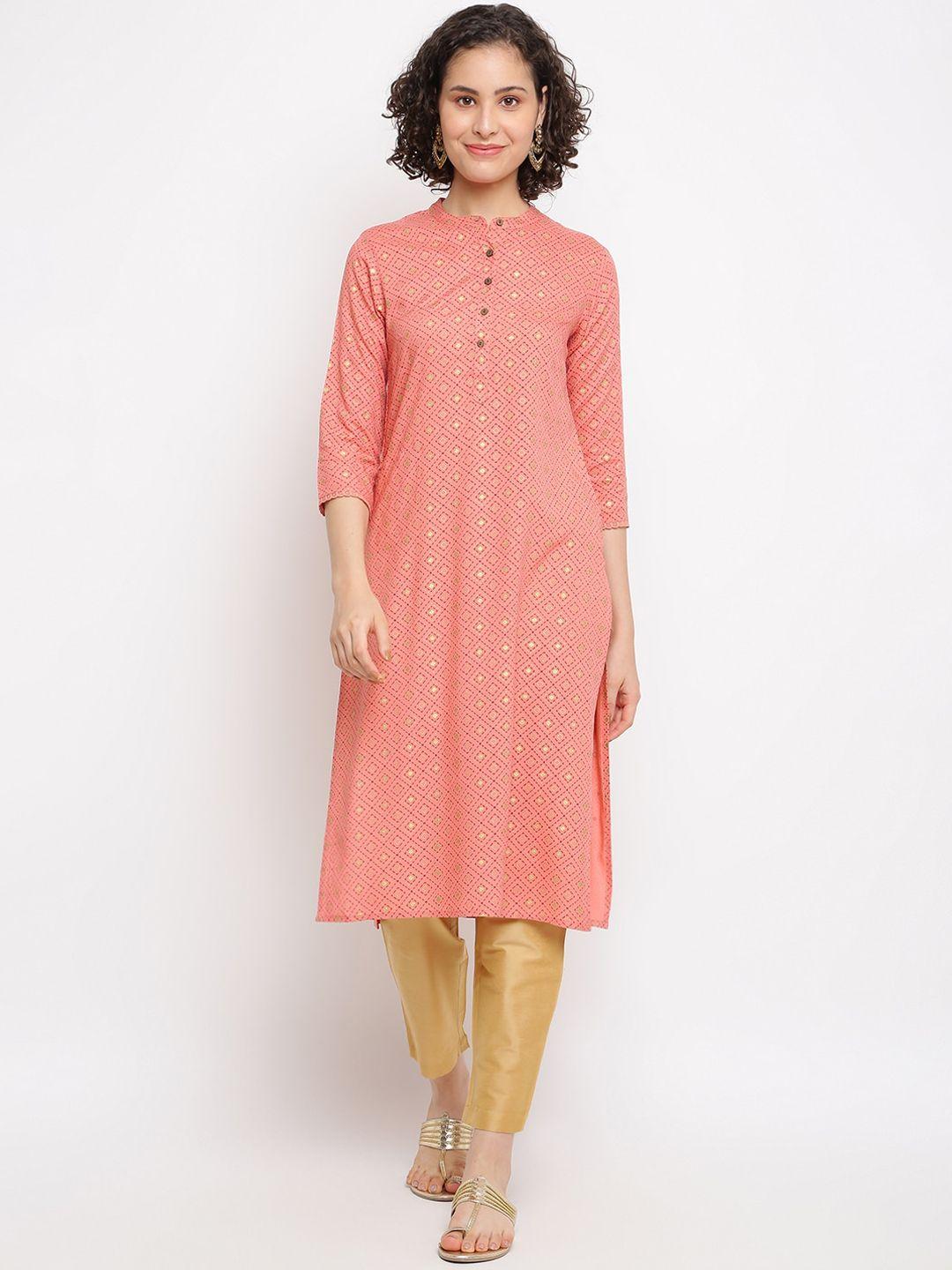 imara geometric printed band collar kurta