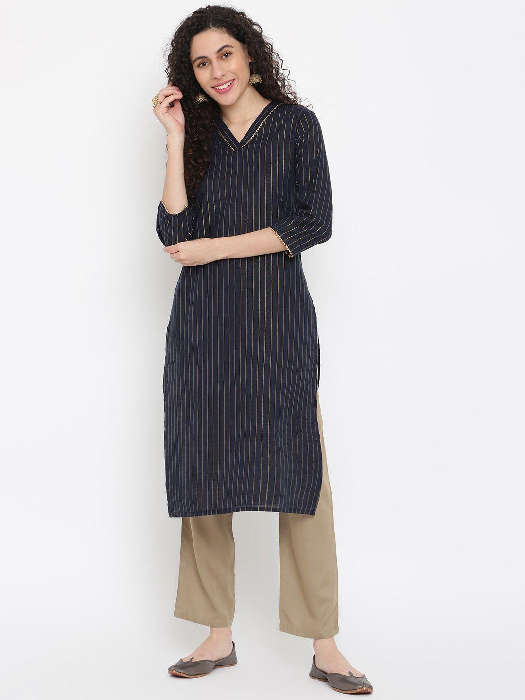 imara striped v-neck gotta patti kurta