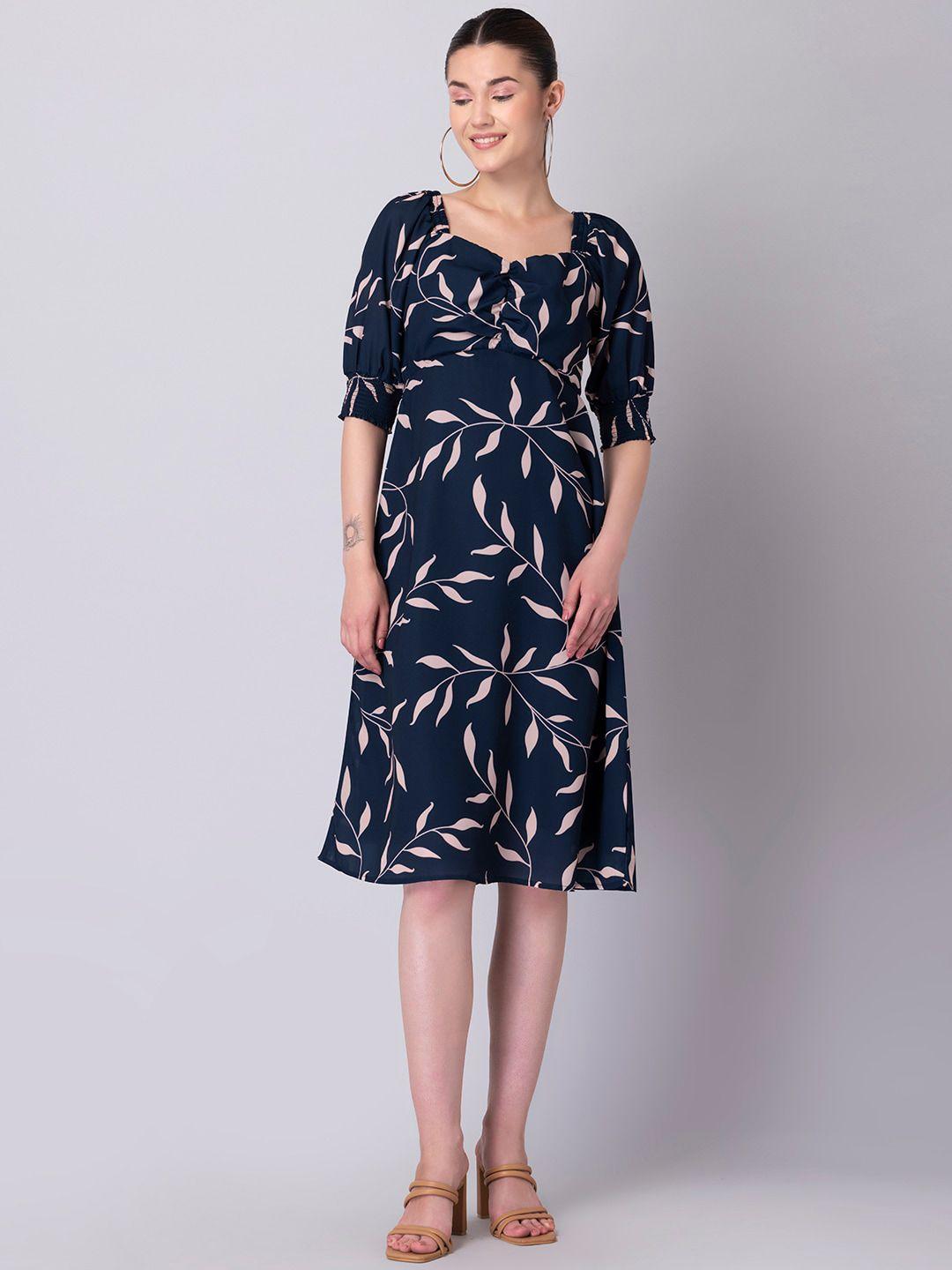 faballey tropical printed ruched fit & flare dress