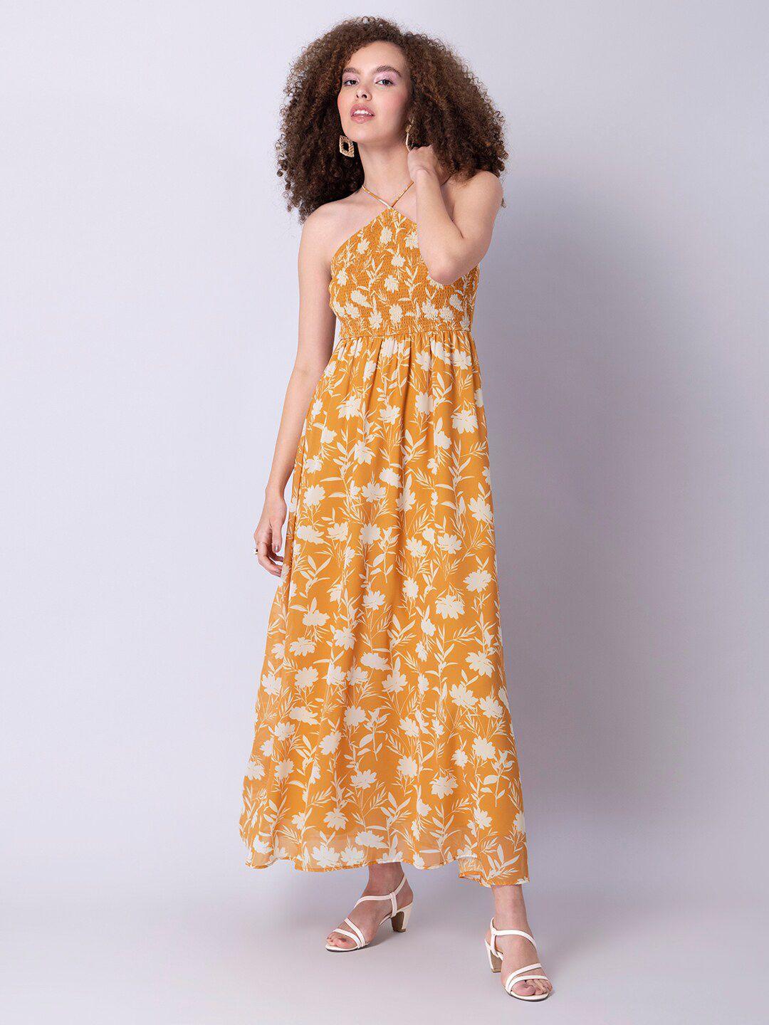 faballey floral print halter neck georgette maxi dress