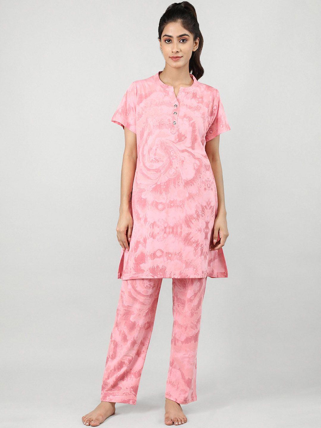 duchess tie and dye printed night suit