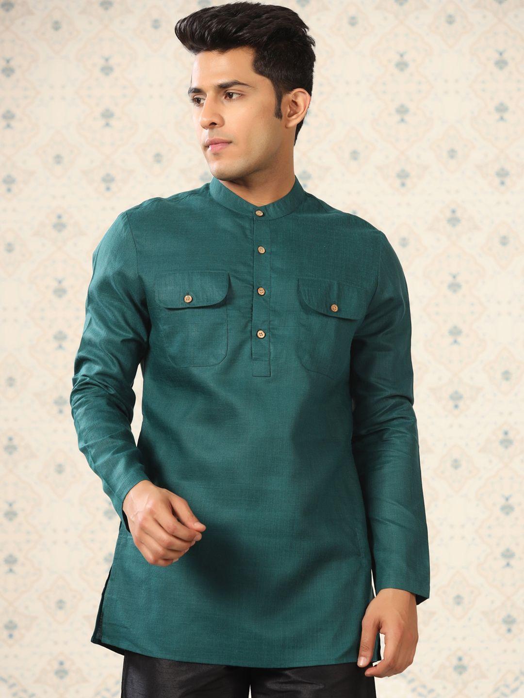 ode by house of pataudi mandarin collar pathani short kurta