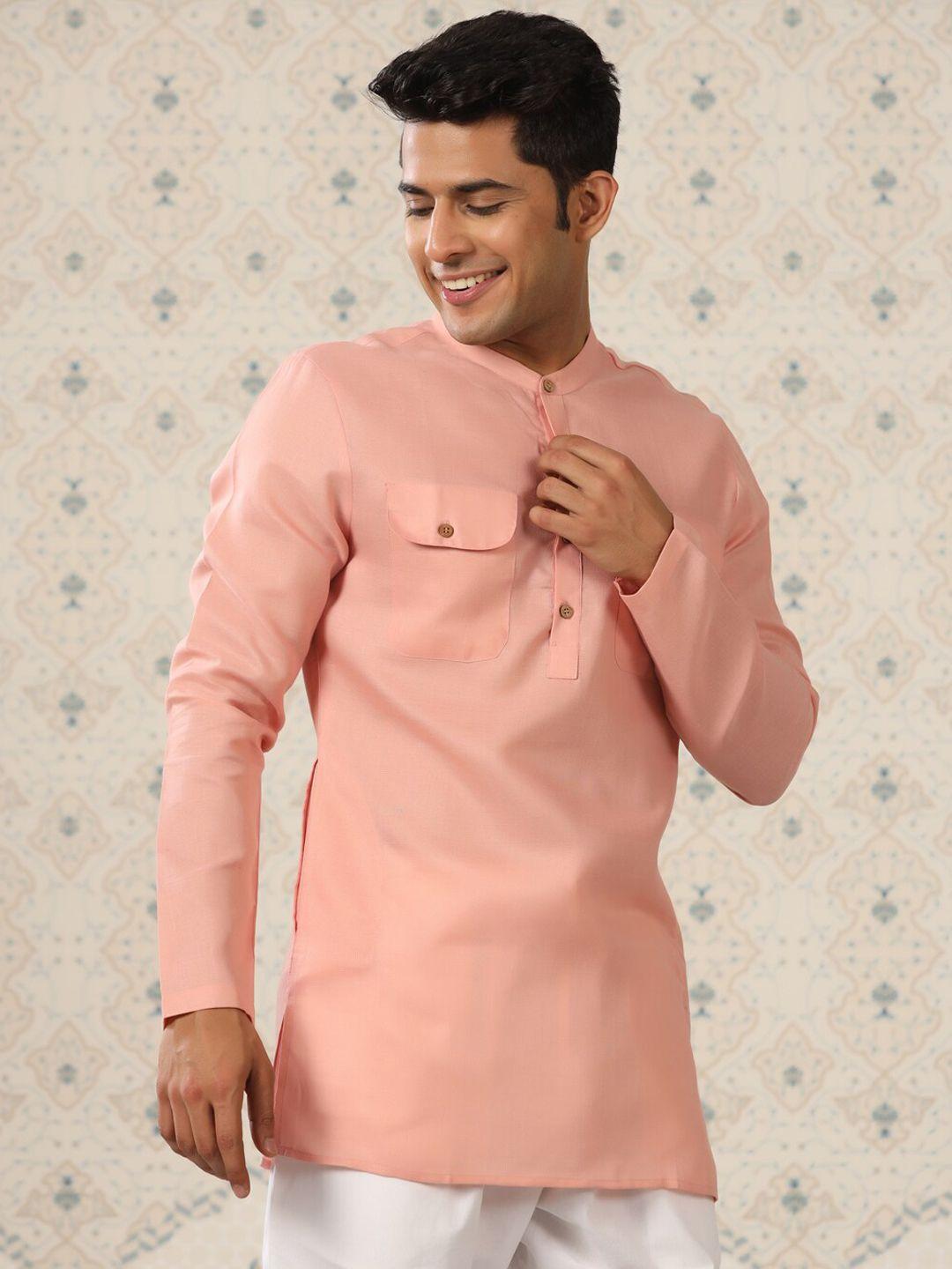 ode by house of pataudi mandarin collar short pathani kurta