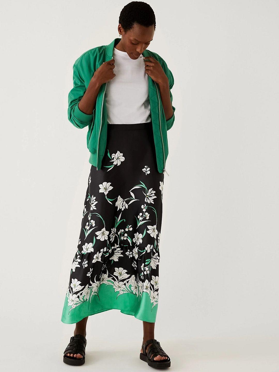 marks & spencer floral printed maxi a-line skirt