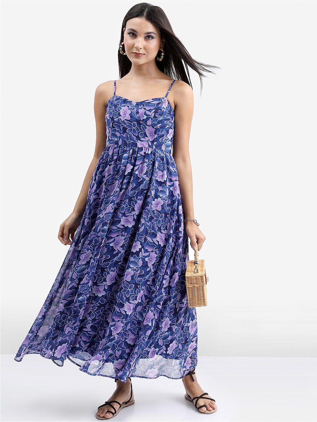 ketch shoulder straps floral printed maxi dress