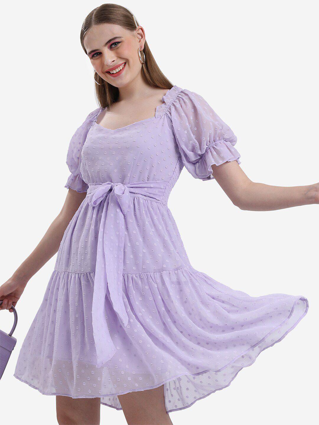 ketch sweetheart neck smocked tiered tie up fit & flare dress